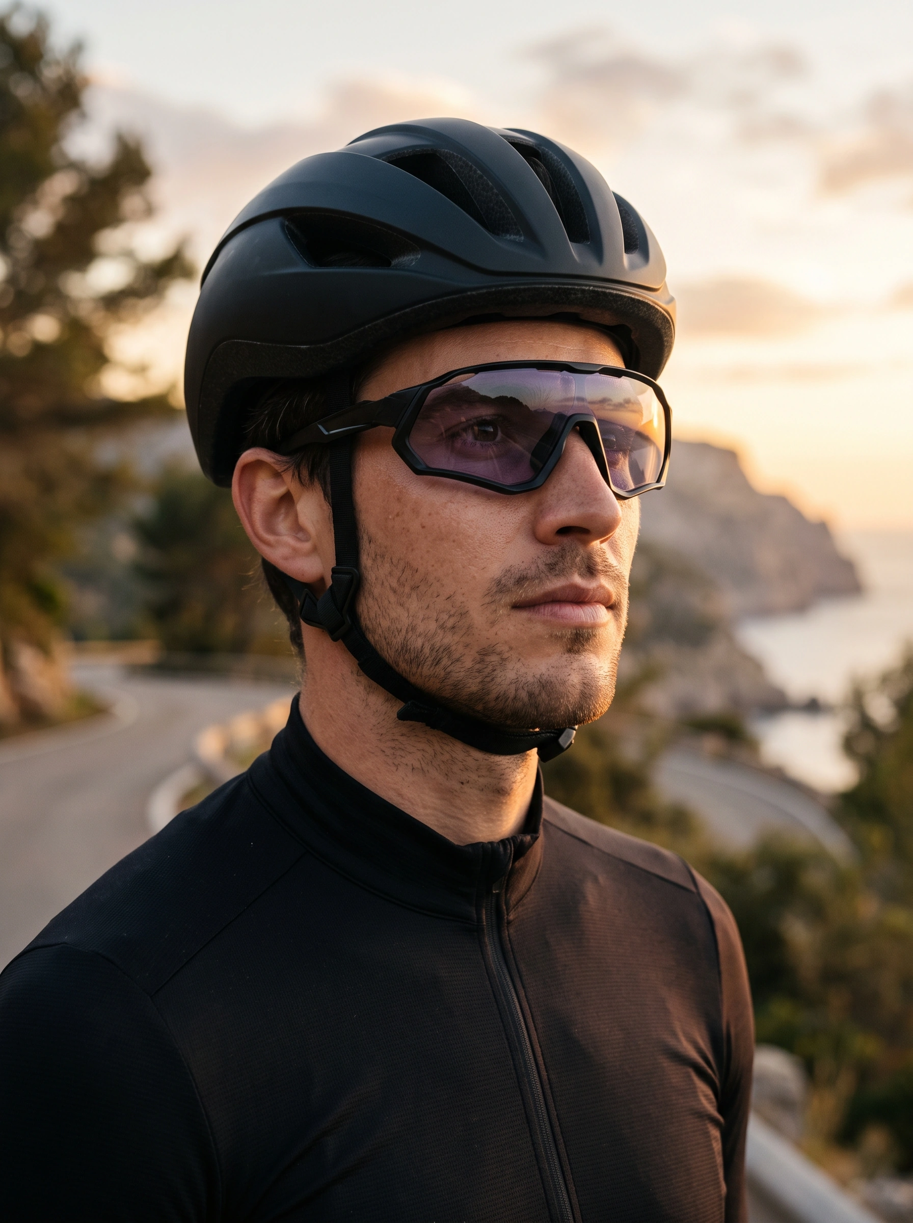 Ciclista con lentes de protección